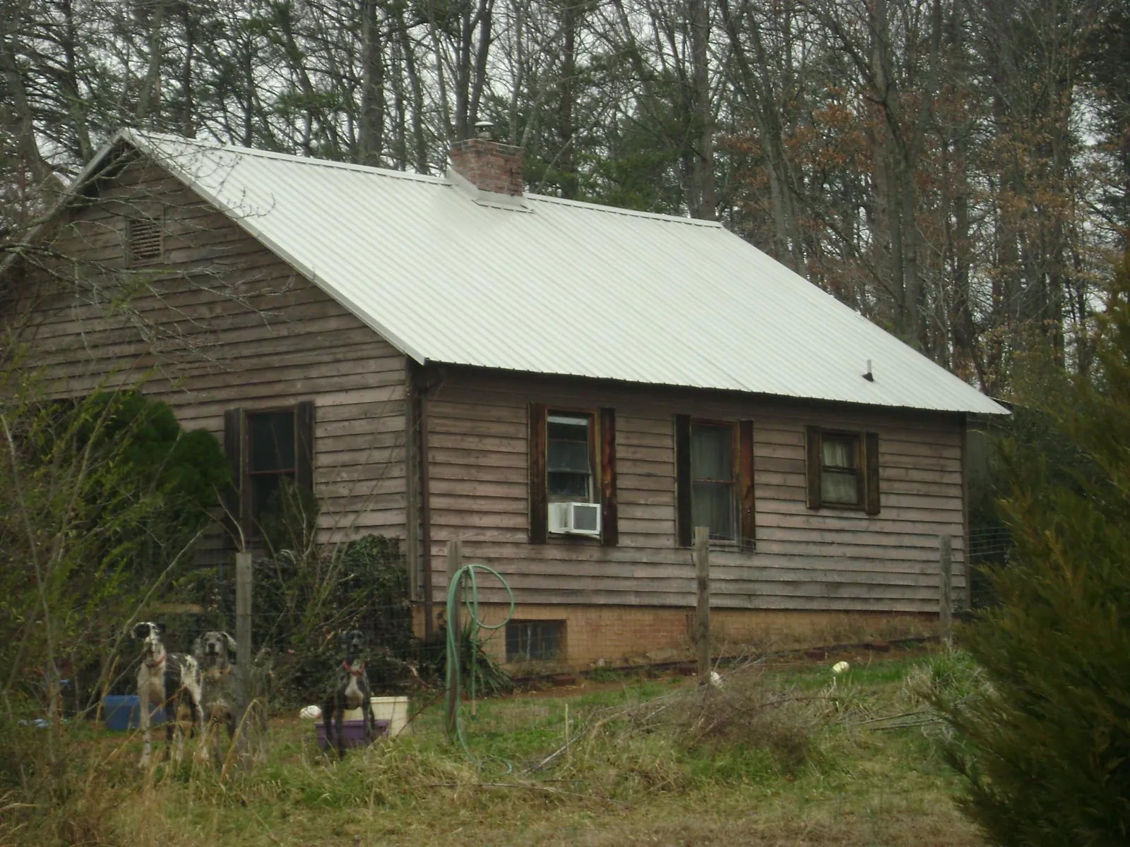 White metal roof on an old wood sided farmhouse, from a Asphalt Shingle Roof Repair job in Woodward